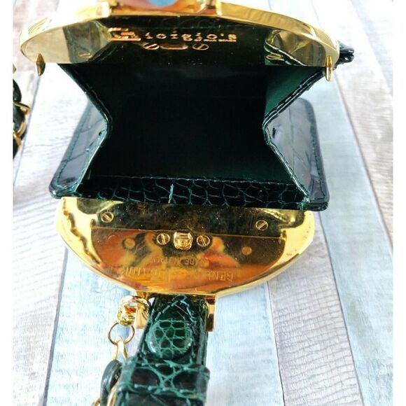 GIORGIO'S of PALM BEACH ITALY GREEN GENUINE ALLIGATOR CROCODILE LEATHER MINI BAG - Picture 7 of 10